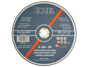 DISCHI DA TAGLIO SOTTILE CENTRO PIANO PER FERRO/INOX Ø MM.230- - ø mm.230x2,0 foro 22,2 da taglio per ferro/inox - 10 pezzi EXCEL