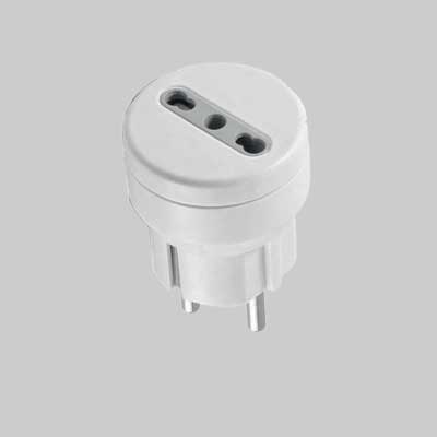 ADATTATORE SEMPLICE SCHUKO/BIVALENTE 10 A spina schuko 2P+T - presa 10/16A 2P+T