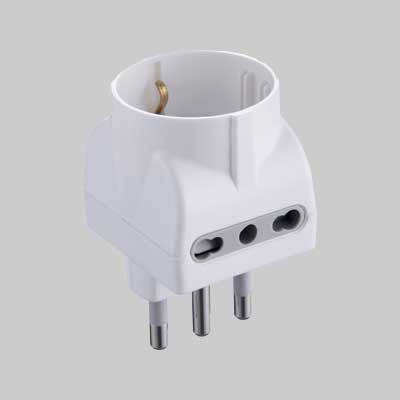 ADATTATORE TRIPLO SCHUKO/BIVALENTE 2P+T - Presa 10/16A 2P+T - ELECTRALINE