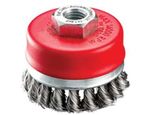 SPAZZOLA A TAZZA FILI ACCIAIO ZINCATO RITORTI PER SMERIGLIATRICE  ø mm.65 filettato mm.14 MA    EXCEL