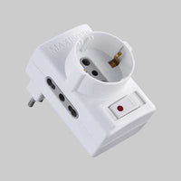 ADATTATORE TRIPLO C/INTERRUTTORE SOVRACCARICO 16A 2P+T - presa 10/16A 2P+T - Col. Bianco - ELECTRALINE