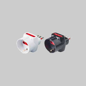 ADATTATORE TRIPLO CON PROTEZIONE SCHUKO/BIVALENTE 10A ROSI 2P+T - prese 10/16A 2P+T, Col. Nero - ROSI