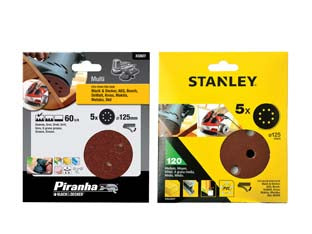 SET 5 DISCHI ABRASIVI CON VELCRO PER ROTORBITALI Ø MM.125- - grana 120 (STA32037) - 1 blister STANLEY