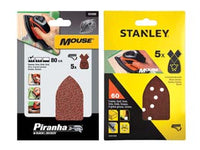 SET 5 FOGLI ABRASIVI CON VELCRO PER MOUSE- - grana 80 (X31004) - 1 blister STANLEY
