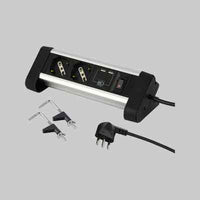 MULTIPRESA DA SCRIVANIA CON INTERRUTTORE 2 posti + 2 Usb - ELECTRALINE