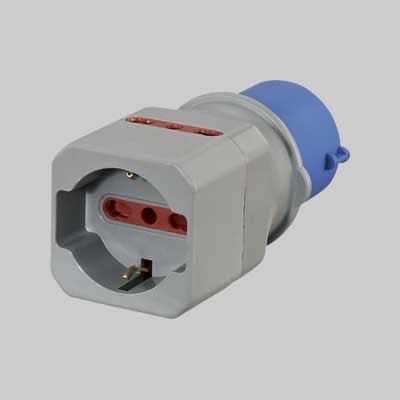 ADATTATORE INDUSTRIALE 220V Spina 2P+T16A-P.Schuko+2 10/16A