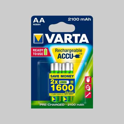 PILE RICARICABILI 'RR ACCU' STILO 2100 mAh - Blister 2 Pezzi - 10 pezzi- VARTA