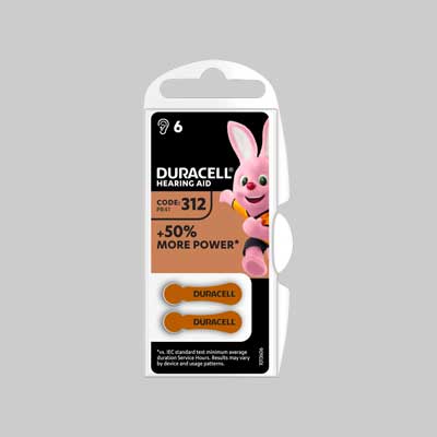 PILA PER APPARECCHI ACUSTICI 'EASY TAB 312' Blister 6 pezzi - Col. Marrone - 10 confezioni- DURACELL