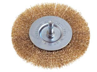 SPAZZOLA A DISCO CIRCOLARE FILI ACCIAIO PER TRAPANO- - ø mm.100 codolo mm.6 PG 475.00 - 5 blister PG