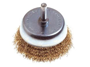 SPAZZOLA A TAZZA FILI ACCIAIO PER TRAPANO- - ø mm.70 codolo mm.6 PG 485.00 - 5 blister PG