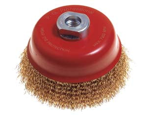 SPAZZOLA A TAZZA FILI ACCIAIO PER SMERIGLIATRICE- - ø mm. 85 foro filettato14 MA PG 485.40 - 2 blister PG