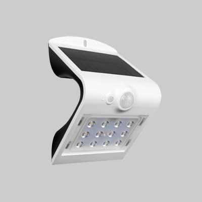 APPLIQUE A LED CON PANNELLO SOLARE E SENSORE 'ARCADIA' 3W - 200Lm - 6000K - Colore Nero