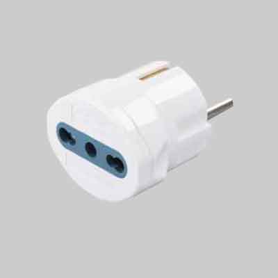 ADATTATORE SEMPLICE SCHUKO/BIVALENTE  10A IDEAL STAR spina schuko 10A 2P+T  - presa 10/16A 2P+T - IDEAL STAR