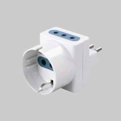 ADATTATORE TRIPLO SCHUKO BIVALENTE 10A IDEAL STAR 2P+T- 1 presa schuko + 2 prese 10A 2P+T - IDEAL STAR