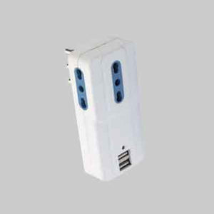 ADATTATORE 3 VIE + USB  IDEAL STAR spina 16A - 3 prese 10/16A + 2 prese USB DC5V 2,1A - IDEAL STAR