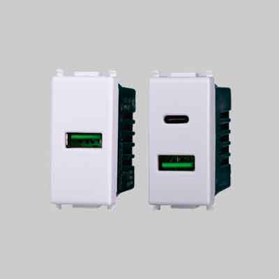 ALIMENTATORE DA INCASSO 'STARLIGHT' 1 Presa usb + 1 Presa Type-C - 3,1A - ELETTROIT