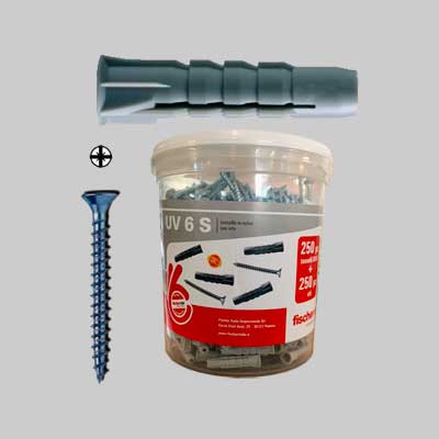 TASSELLO CON VITE 'UV' IN BARATTOLO UV 8S - Barattolo 140 pezzi - FISCHER