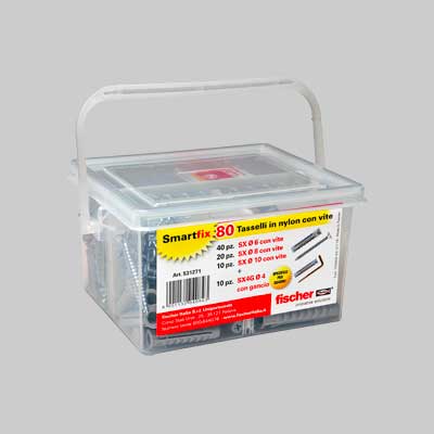 TASSELLO CON VITE 'SMARTFIX BOX' in valigetta - conf. 80 pezzi - FISCHER