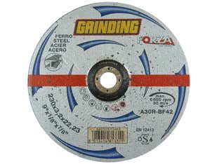 DISCHI DA TAGLIO E SGROSSO CENTRO DEPRESSO PER FERRO FORZA Ø MM.230- - ø mm.230x6 foro 22,2 da sgrosso per ferro - 10 pezzi GRINDING