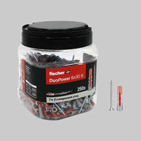 TASSELLO CON VITE 'DUOPOWER' IN BARATTOLO 6S - Barattolo 250 pezzi - FISCHER