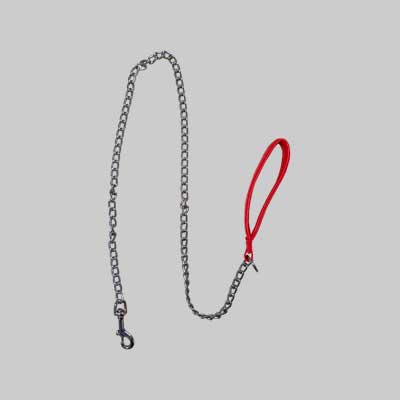 GUINZAGLIO PER CANI CON CATENA IDEAL STAR CON MANICO IMBOTTITO 25 mm x 120 cm - IDEAL STAR