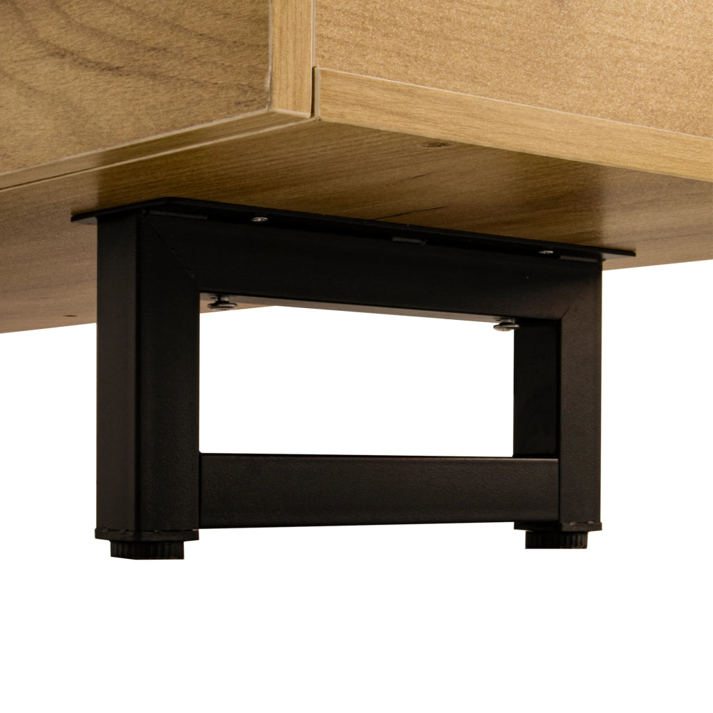 Mobile TV 191x38x46.5 cm con ante curve e ripiani aperti in MDF e pannelli di particelle naturale