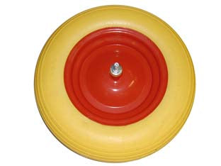 RUOTA PER CARRIOLA PU PIENA PERNO MM.12X260  perno mm.12x260, interasse mm.190    ALTE