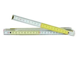 DOPPIOMETRO IN LEGNO BIANCO/GIALLO- - mt.2 - 10 pezzi ALTE