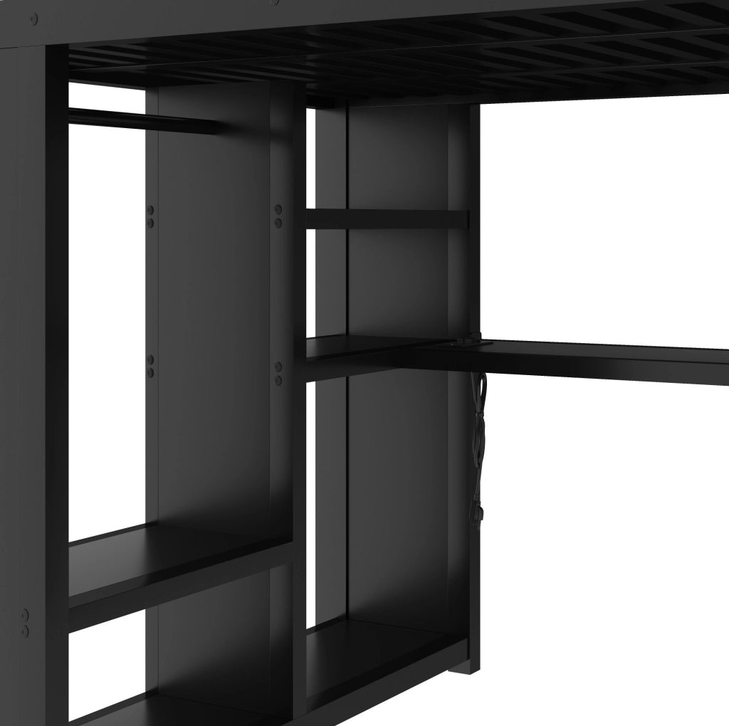 Letto a soppalco in metallo 140x200 cm con scrivania e LED