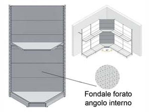 FONDALE IN LAMIERA FORATO ANGOLO INTERNO MM.400H GRIGIO RAL 7035  mm.1000 l.x400 h.