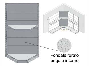 FONDALE IN LAMIERA FORATO ANGOLO INTERNO MM.400H GRIGIO RAL 7035  mm.1000 l.x400 h.