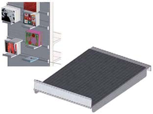 PIANETTO IN LAMIERA CON TAPPETINO IN GOMMA VERNICIATO GRIGIO RAL 7035  mm.200 l.x300 p.