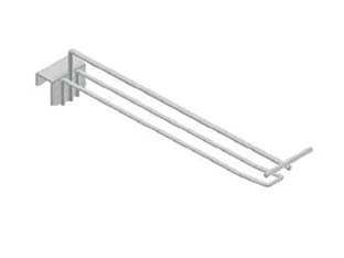 GANCIO IN FILO CROMATO DOPPIO PER BARRE UNIVERSALI CON PORTAPREZZI  ø mm.5x350 l.