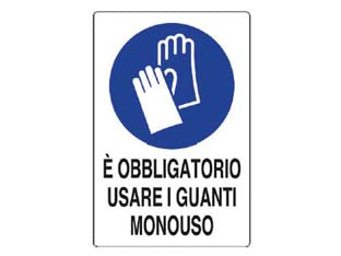 CARTELLO E' OBBLIGATORIO USARE I GUANTI MONOUSO- - cm.20x30h. in plastica - 10 pezzi