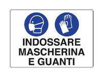 CARTELLO INDOSSARE MASCHERINA E GUANTI- - cm.30x20h. in plastica - 10 pezzi