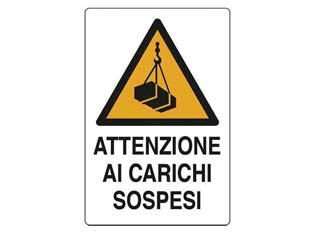 CARTELLO ATTENZIONE CARICHI SOSPESI- - cm.50x70h. - 10 pezzi