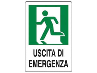 CARTELLO  USCITA DI EMERGENZA A SINISTRA- - cm.20x30h. - 10 pezzi