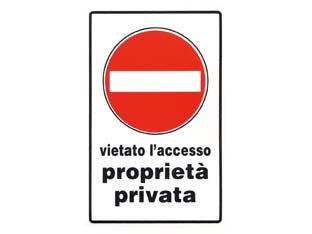 CARTELLO VIETATO L'ACCESSO PROPRIETA' PRIVATA- - mm.20x30h. - 10 pezzi