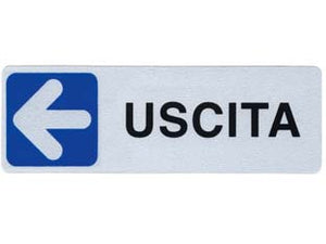 TARGHETTA ADESIVA USCITA (FRECCIA A SINISTRA)- - cm.15X5h. - 10 pezzi