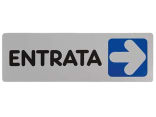 TARGHETTA ADESIVA ENTRATA (FRECCIA A DESTRA)- - cm.15X5h. - 10 pezzi