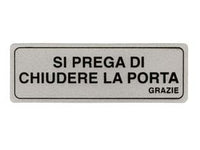 TARGHETTA ADESIVA SI PREGA DI CHIUDERE LA PORTA GRAZIE- - cm.15x5h. - 10 pezzi