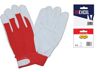 GUANTI DA LAVORO IN MAIALINO DORSO COTONE ROSSO- - tg. 9 - 12 blister EXCEL PROTEXIO