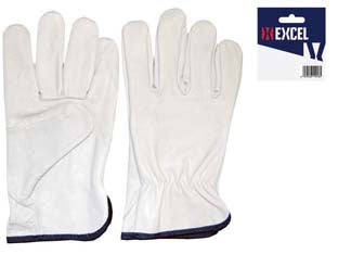 GUANTI DA LAVORO IN PELLE BOVINA BIANCO- - tg.8 - 12 blister EXCEL