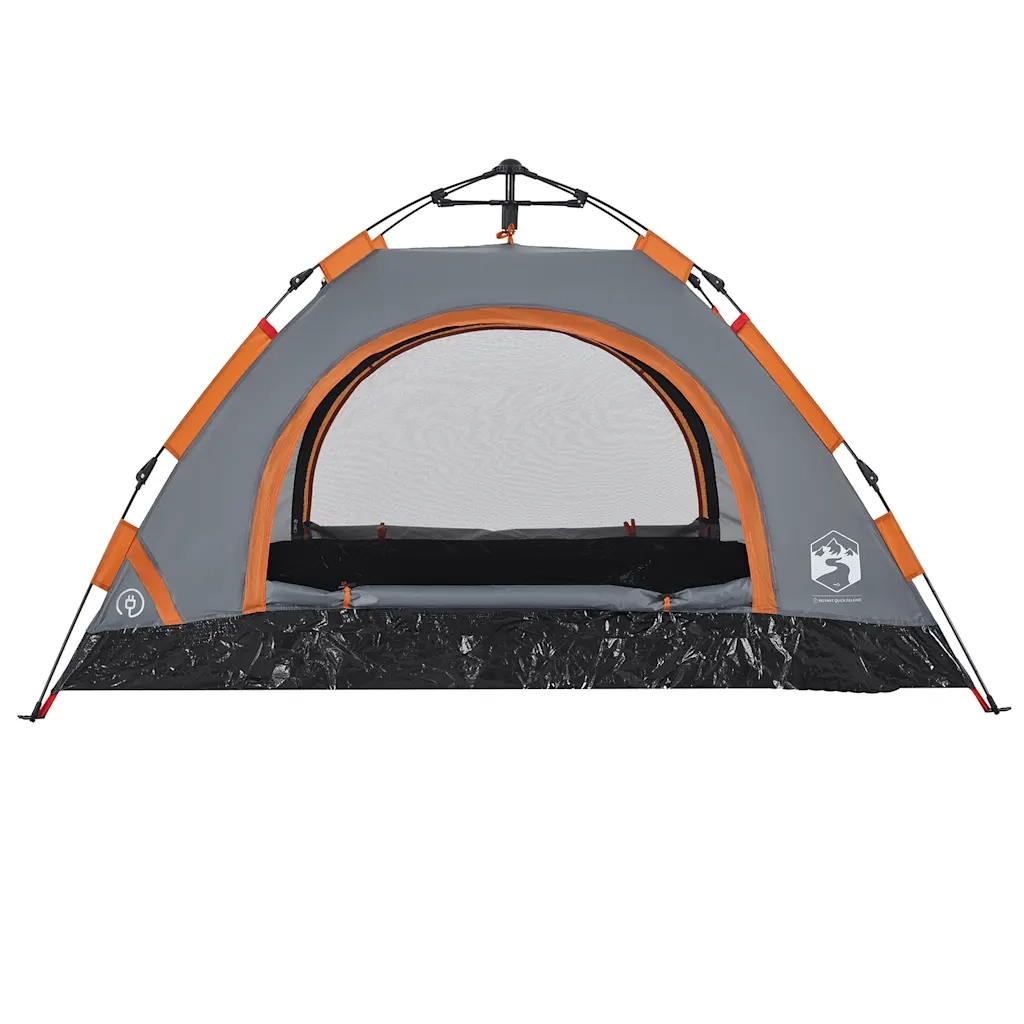 Tenda Campeggio 2 Persone-Tenda per Escursionismo Grigio e Arancione a Rilascio Rapido