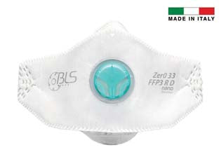 MASCHERINE C/VALVOLA FFP3 SERIE BLS ZERO FLAT IMBUSTATA SINGOLARMENTE- - 033 - taglia m/l - 8 pezzi BLS