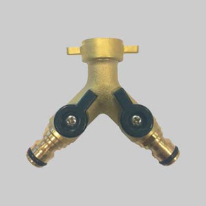 PRESA A RUBINETTO IN OTTONE DOPPIA USCITA CON INNESTI RAPIDI   3/4