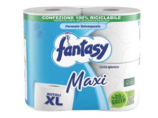 CARTA IGIENICA 2 VELI IN ROTOLI MAXI 500 STRAPPI- - conf. da 4 rotoli - 7 confezione FANTASY