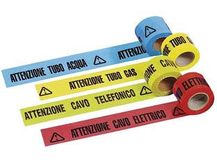 NASTRO SEGNALETICO ATTENZIONE- - cavo tubo gas - 4 rotolo GEKO
