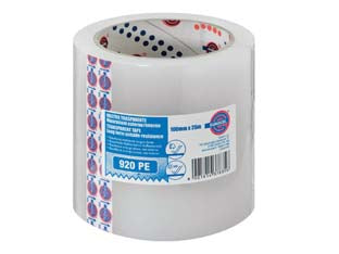 NASTRO ADESIVO IN POLIETILENE TRASPARENTE USO ESTERNO (920 PE)- - mm.100 x 25 mt. - 2 pezzi EUROCEL