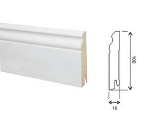 BATTISCOPA BAROCCO IN MDF BIANCO- - mm.18x100x2400 - 6 pezzi PIRCHER